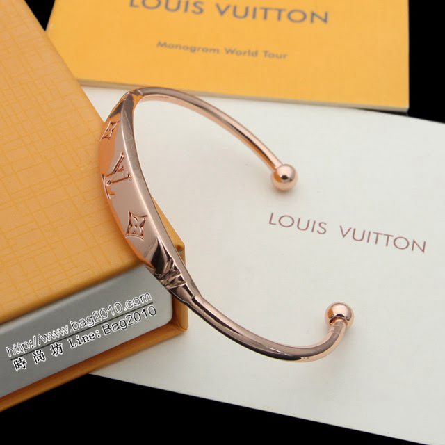 Louis Vuitton新款飾品 路易威登經典Monogram花紋開口手環 LV新款半圓開口手鐲  zglv1877